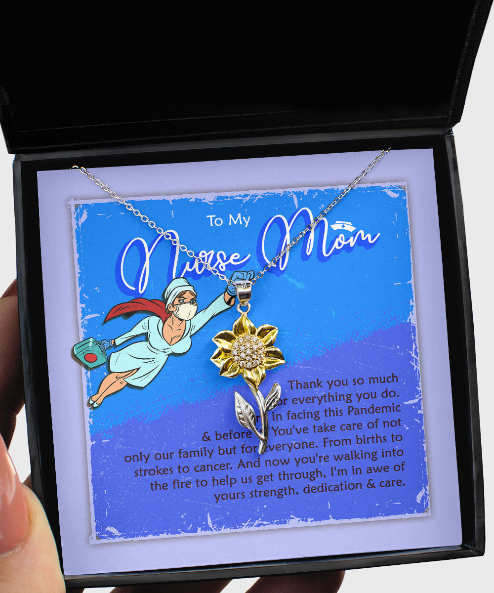 Mother Necklace To My Nurse Mom Thank You So Much For Everything You Do Sunflower Pendant Necklace